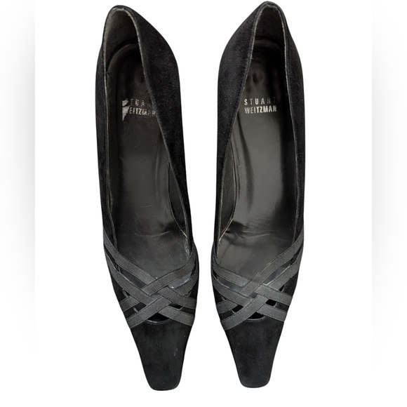 Vintage Stuart Weitzman Black Suede Kitten Heel Pumps Women’s Size 10M - Picture 6 of 9